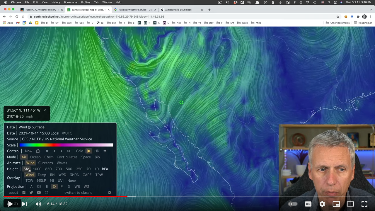 A thumbnail image of a youtube video, a globe with weather data on it.